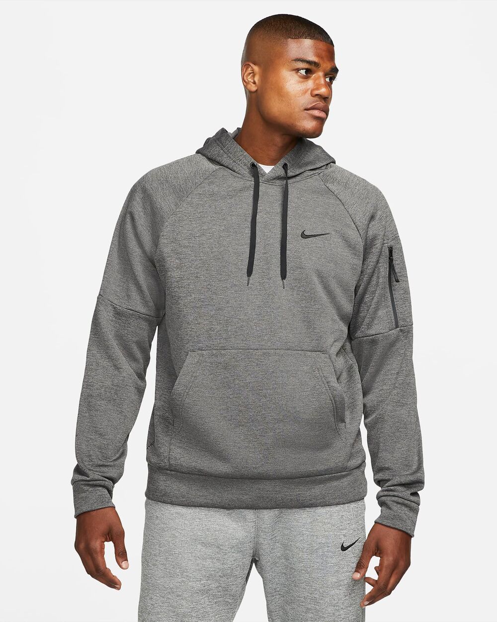 NikeMen's Therma-FIT Hooded Pullover. Dark Grey Heather. SIZE L - DQ4834-063